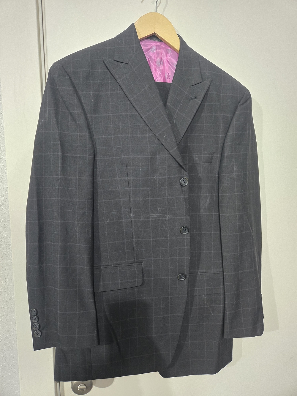 Sean John Charcoal Windowpane Three Piece Suit